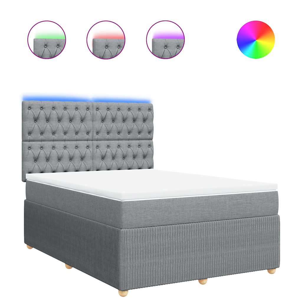 Giroletto a Molle con Materasso Grigio Chiaro 140x200cm Tessuto | homemem39