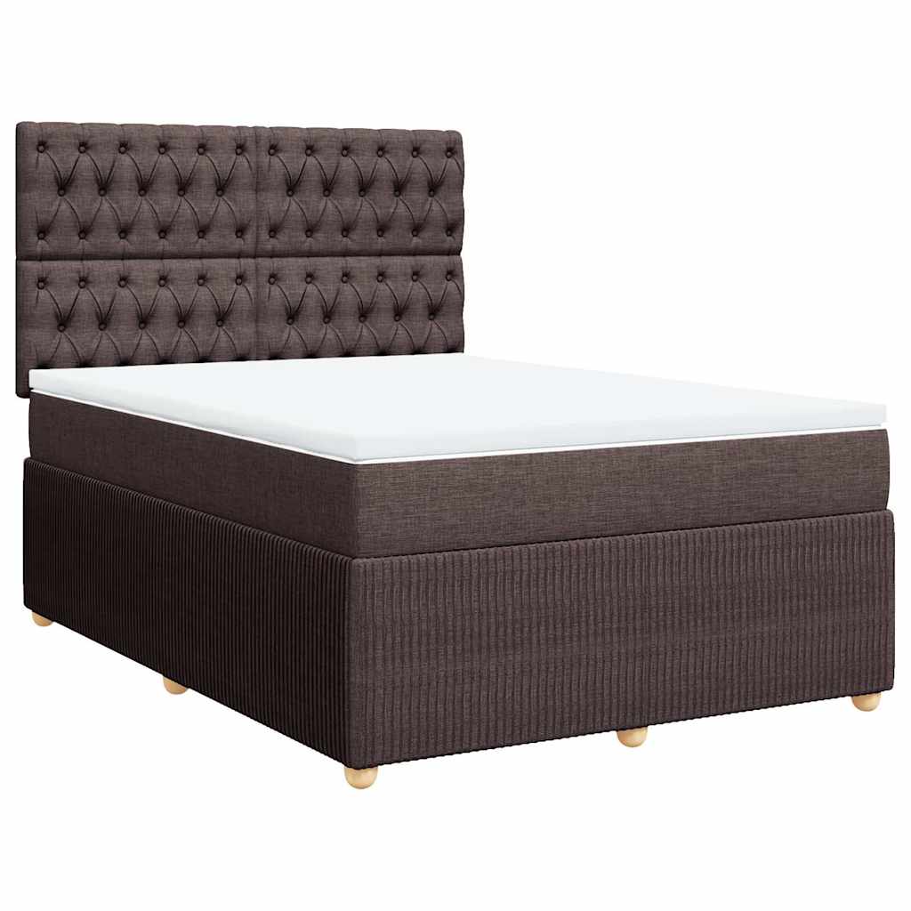 Giroletto a Molle con Materasso Marrone Scuro 140x200cm Tessuto | homemem39