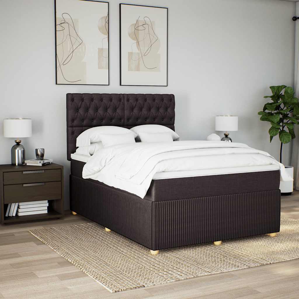 Giroletto a Molle con Materasso Marrone Scuro 140x200cm Tessuto | homemem39