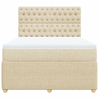 Giroletto a Molle con Materasso Crema 140x200 cm in Tessuto | homemem39