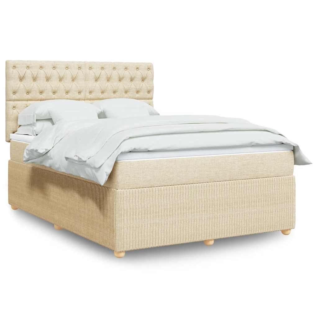 Giroletto a Molle con Materasso Crema 140x200 cm in Tessuto | homemem39