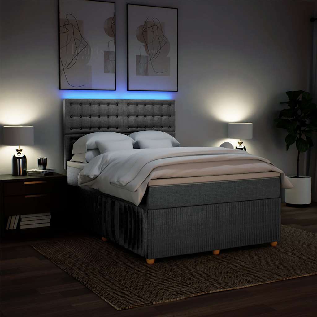 Giroletto a Molle con Materasso Grigio Chiaro 140x200cm Tessuto