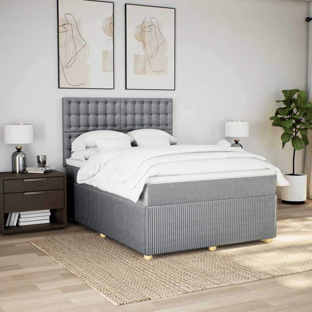 Giroletto a Molle con Materasso Grigio Chiaro 140x200cm Tessuto | homemem39