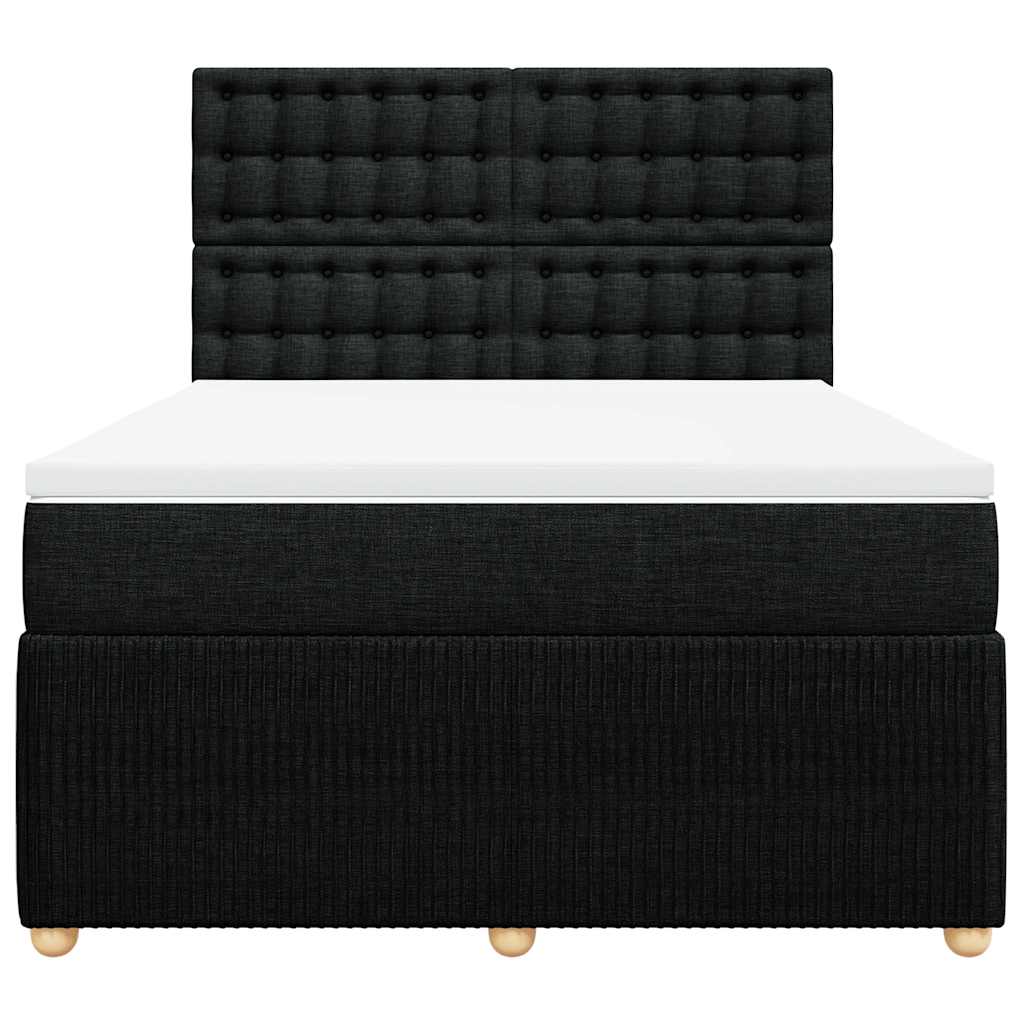 Giroletto a Molle con Materasso Nero 140x200 cm in Tessuto