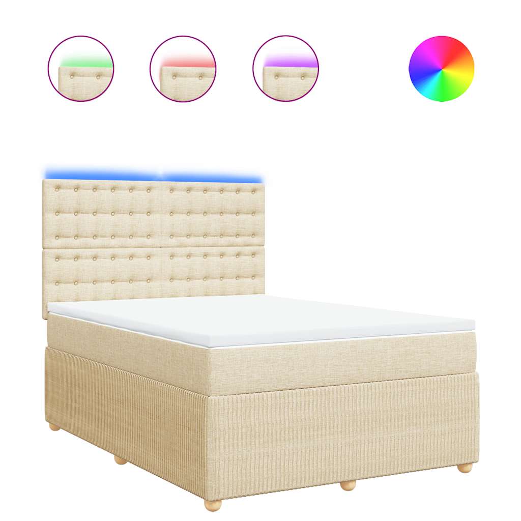 Giroletto a Molle con Materasso Crema 140x200 cm in Tessuto | homemem39