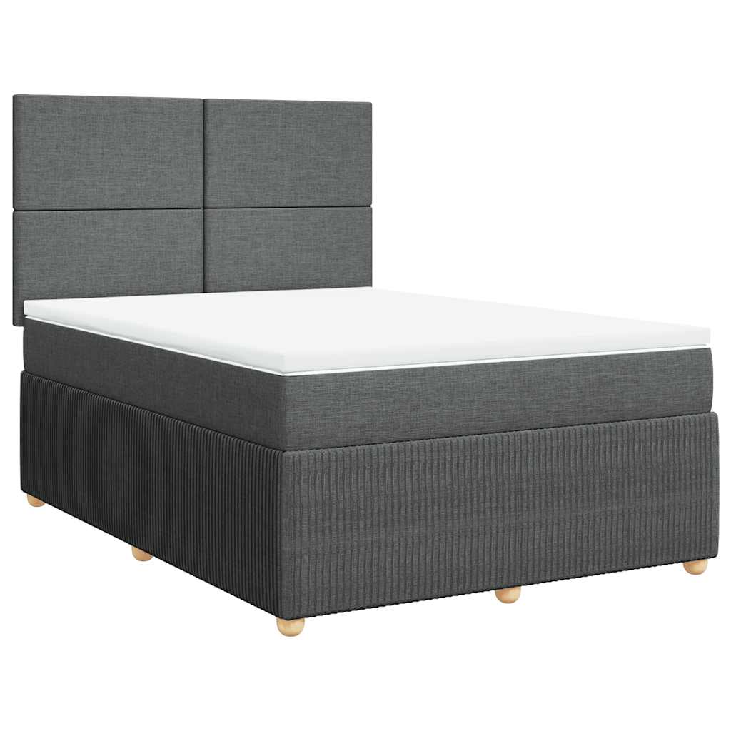 Giroletto a Molle con Materasso Grigio Scuro 160x200 cm Tessuto