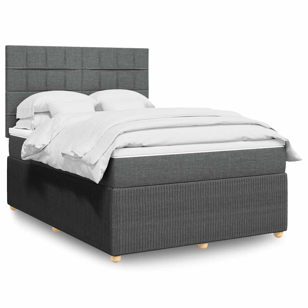 Giroletto a Molle con Materasso Grigio Scuro 160x200 cm Tessuto