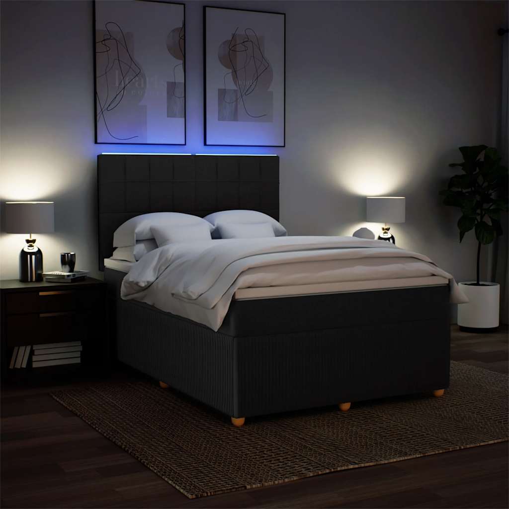 Giroletto a Molle con Materasso Nero 160x200 cm in Tessuto | homemem39