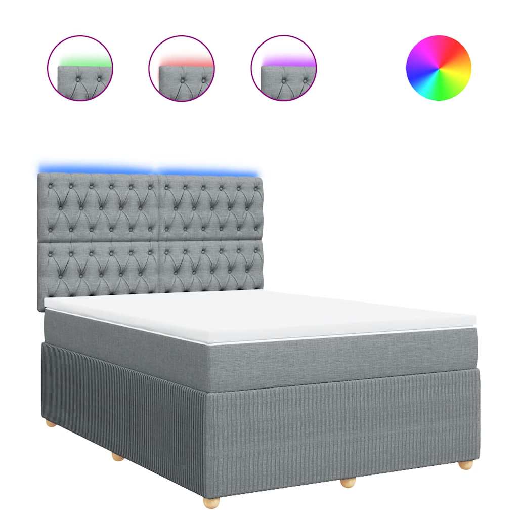 Giroletto a Molle con Materasso Grigio Chiaro 160x200cm Tessuto | homemem39
