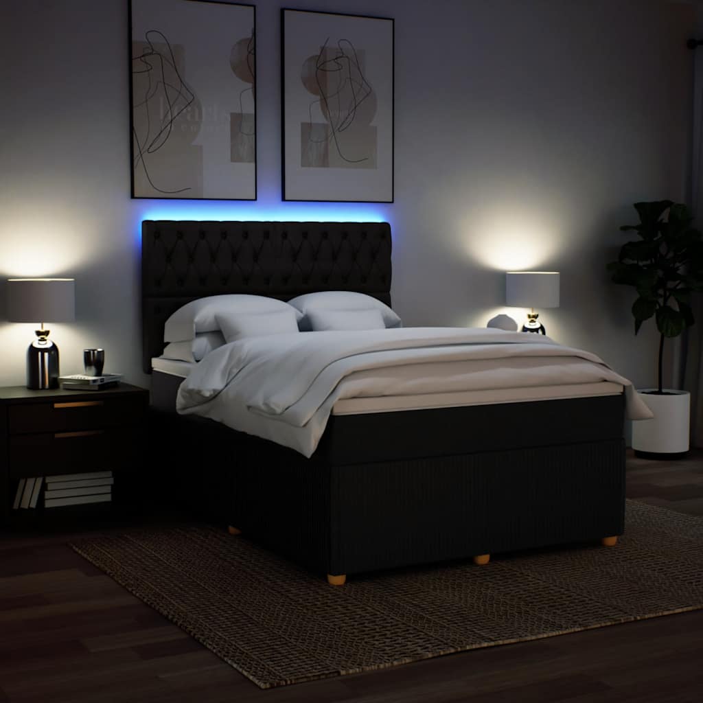 Giroletto a Molle con Materasso Nero 160x200 cm in Tessuto | homemem39