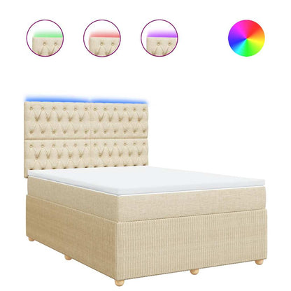 Giroletto a Molle con Materasso Crema 160x200 cm in Tessuto | homemem39