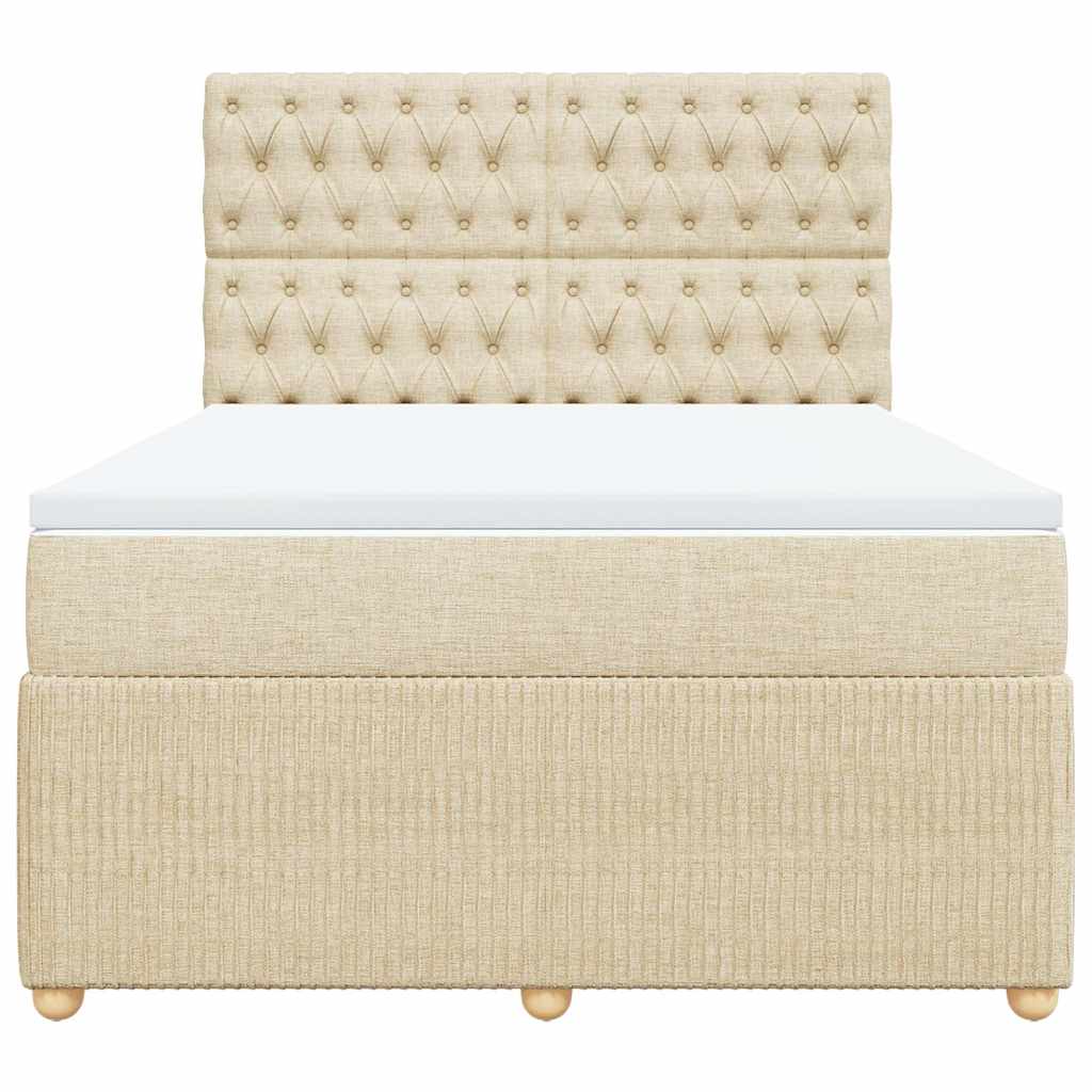 Giroletto a Molle con Materasso Crema 160x200 cm in Tessuto | homemem39