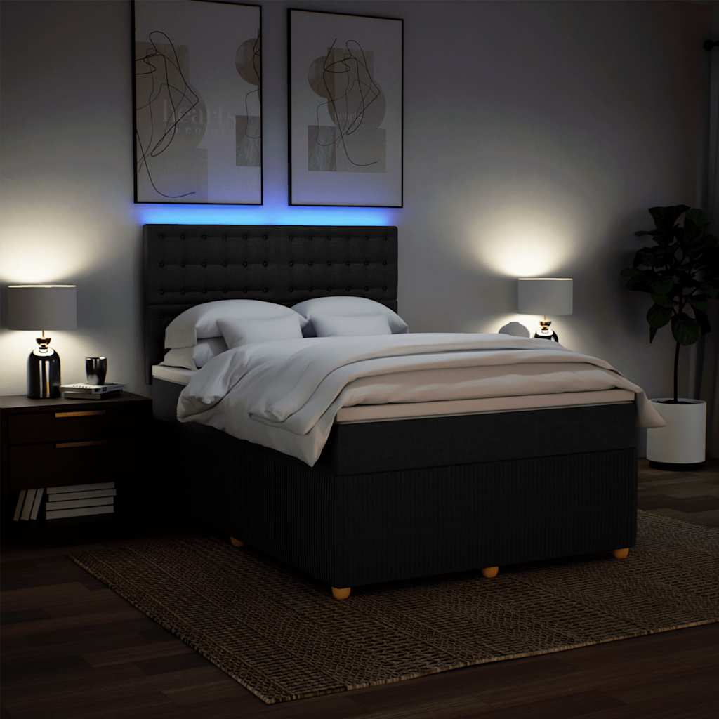 Giroletto a Molle con Materasso Nero 160x200 cm in Tessuto | homemem39