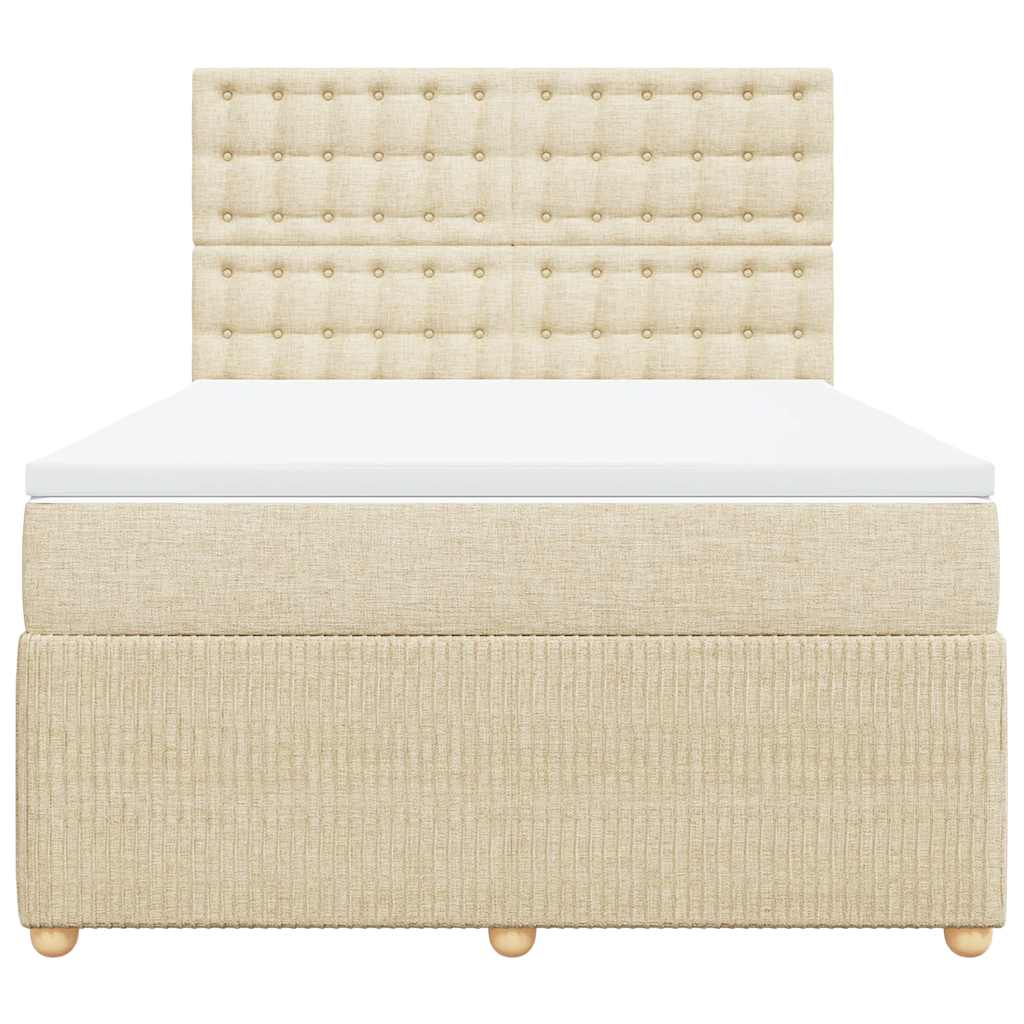 Giroletto a Molle con Materasso Crema 160x200 cm in Tessuto