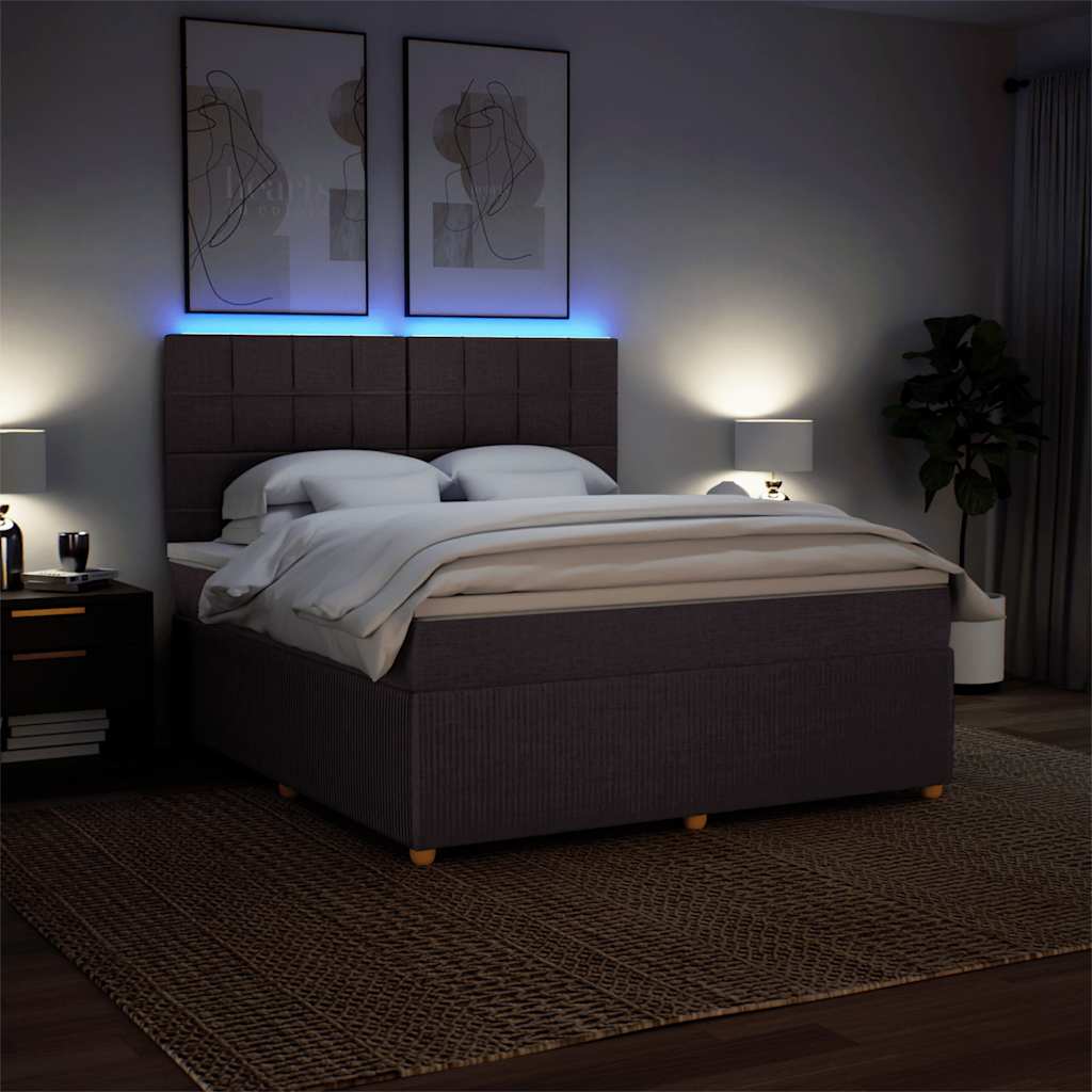 Giroletto a Molle con Materasso Marrone Scuro 180x200cm Tessuto