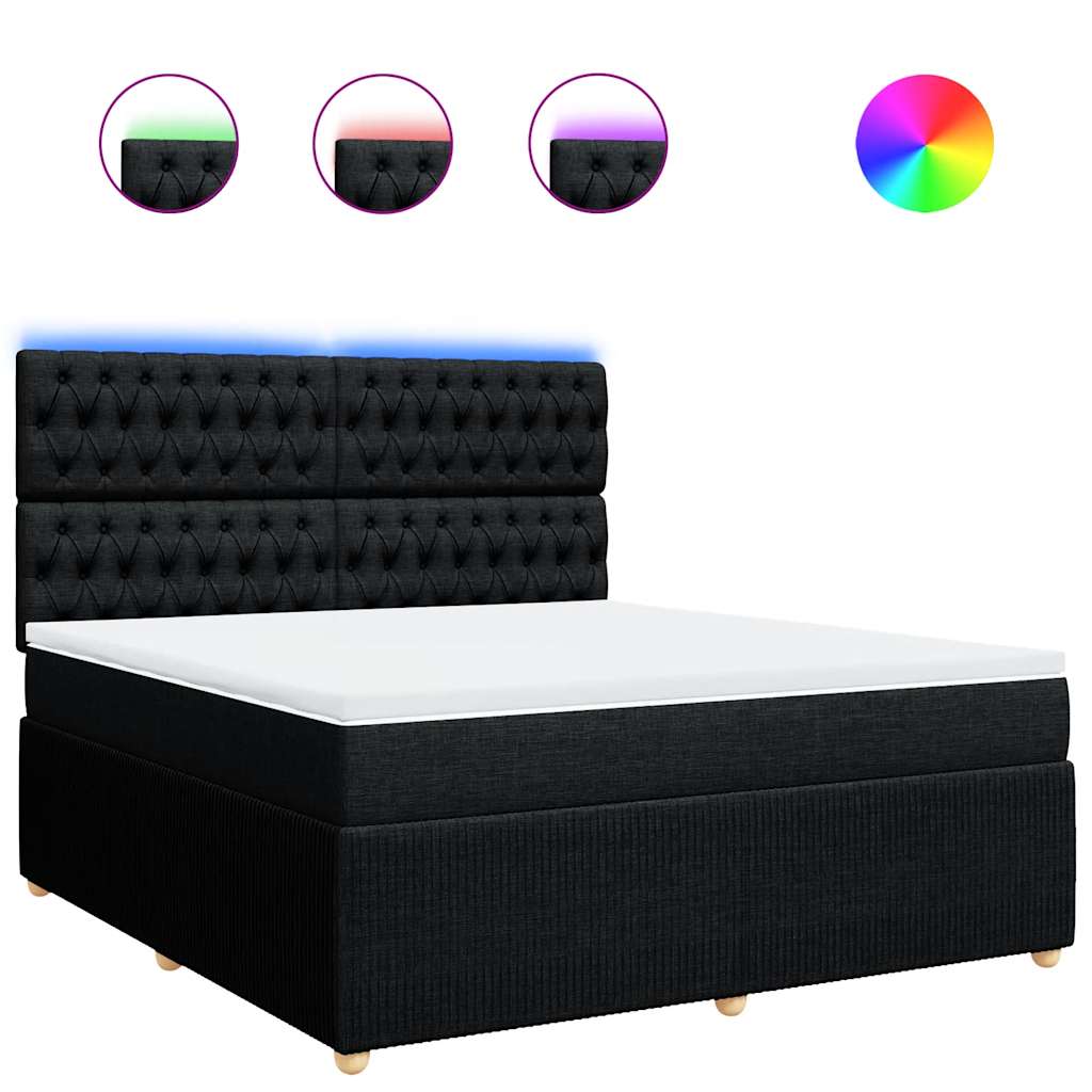 Giroletto a Molle con Materasso Nero 180x200 cm in Tessuto