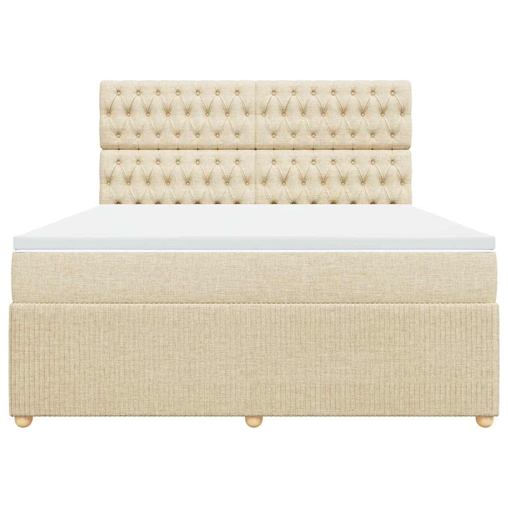 Giroletto a Molle con Materasso Crema 180x200 cm in Tessuto
