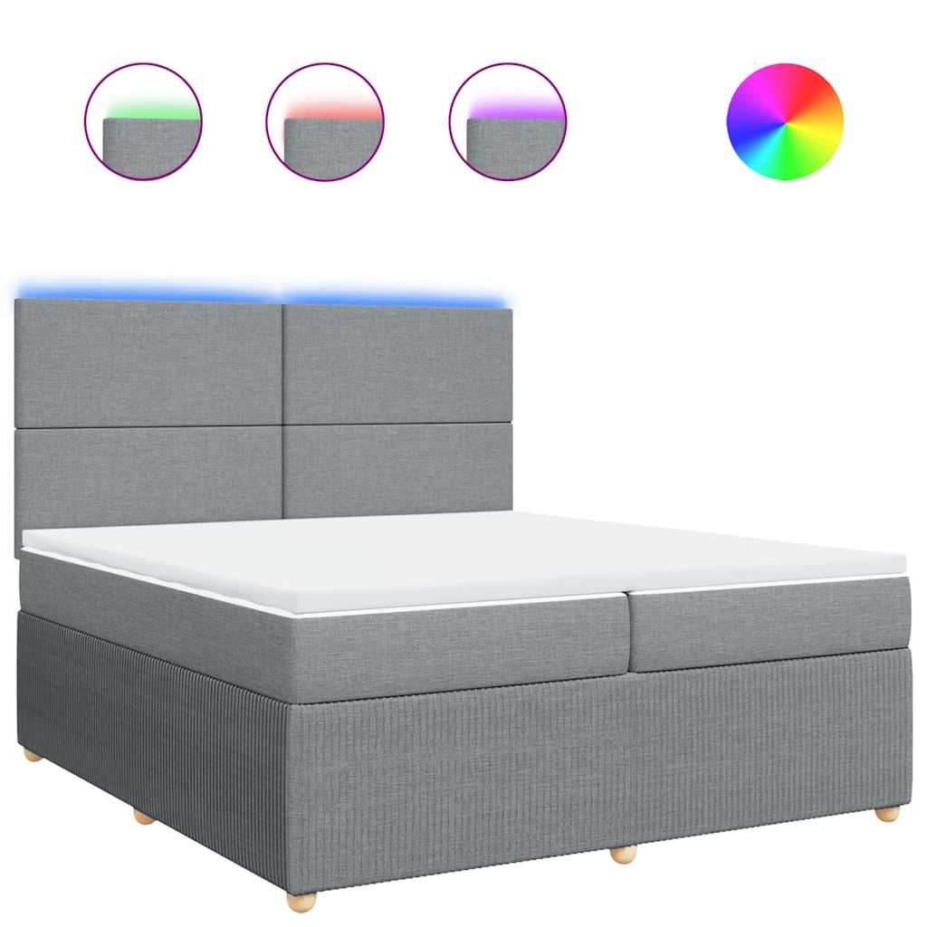 Giroletto a Molle con Materasso Grigio Chiaro 200x200cm Tessuto