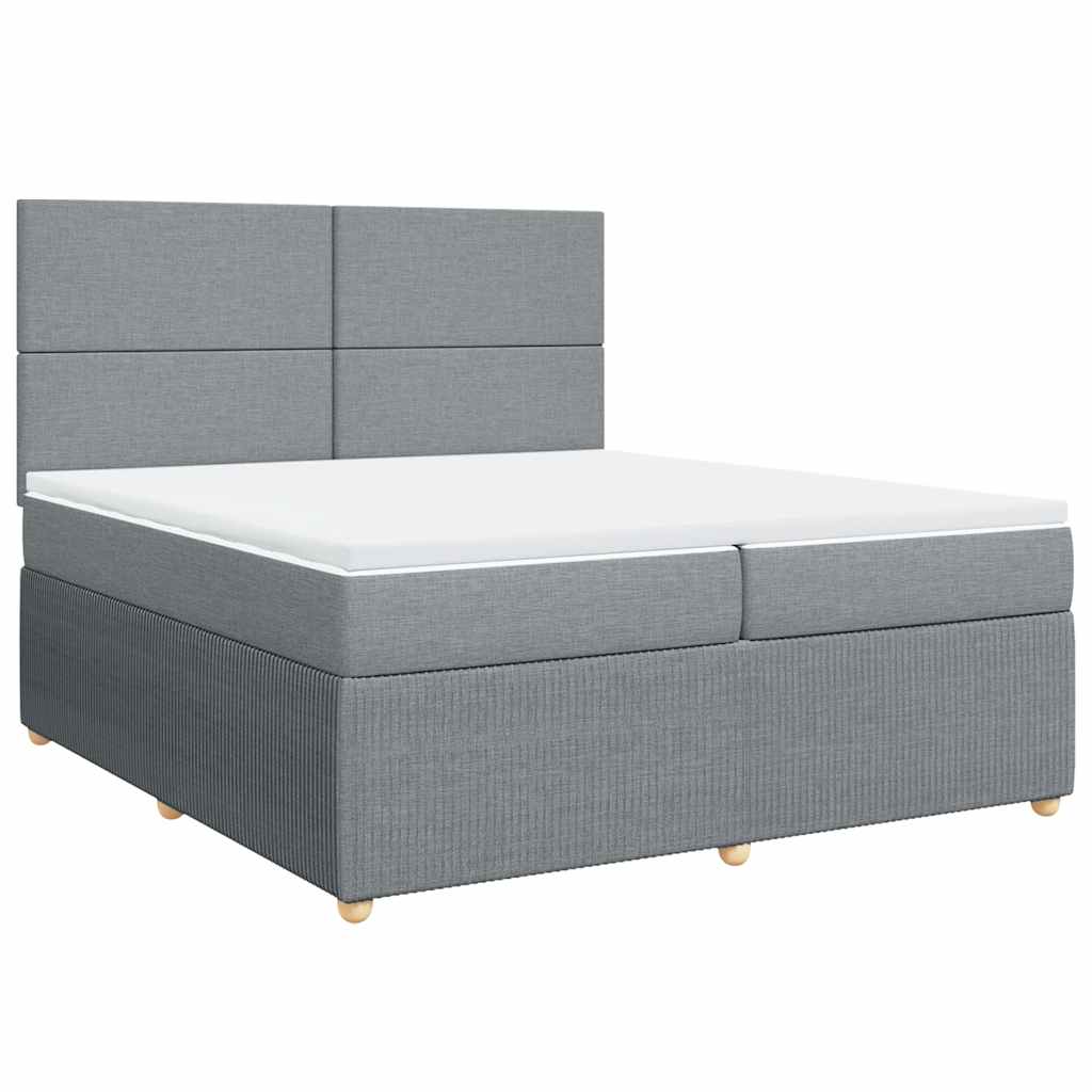 Giroletto a Molle con Materasso Grigio Chiaro 200x200cm Tessuto