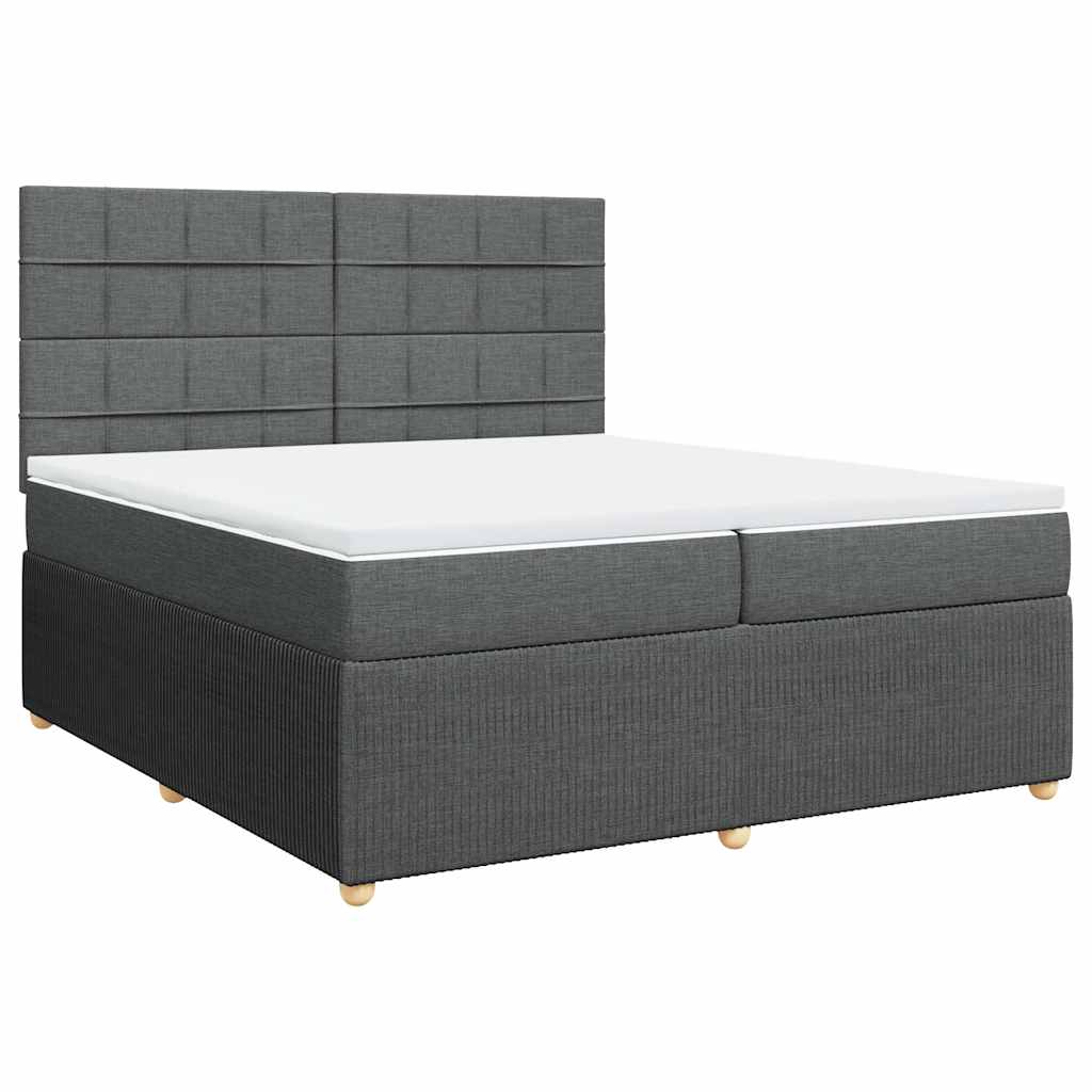 Giroletto a Molle con Materasso Grigio Scuro 200x200 cm Tessuto
