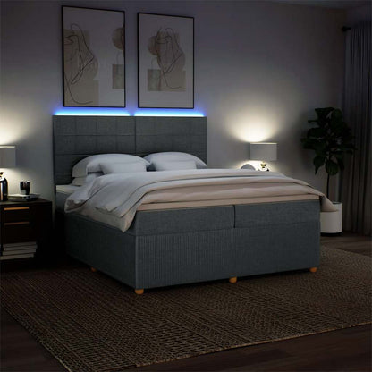 Giroletto a Molle con Materasso Grigio Scuro 200x200 cm Tessuto