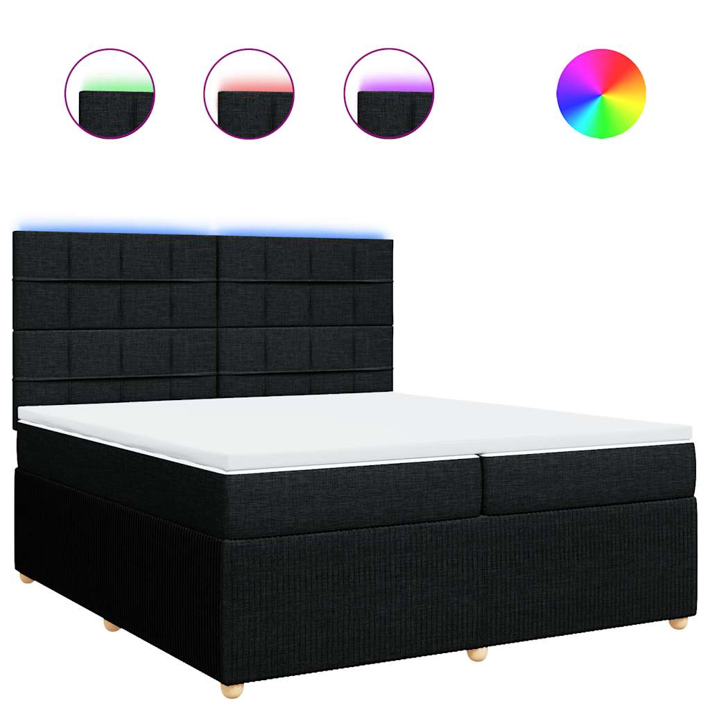 Giroletto a Molle con Materasso Nero 200x200 cm in Tessuto