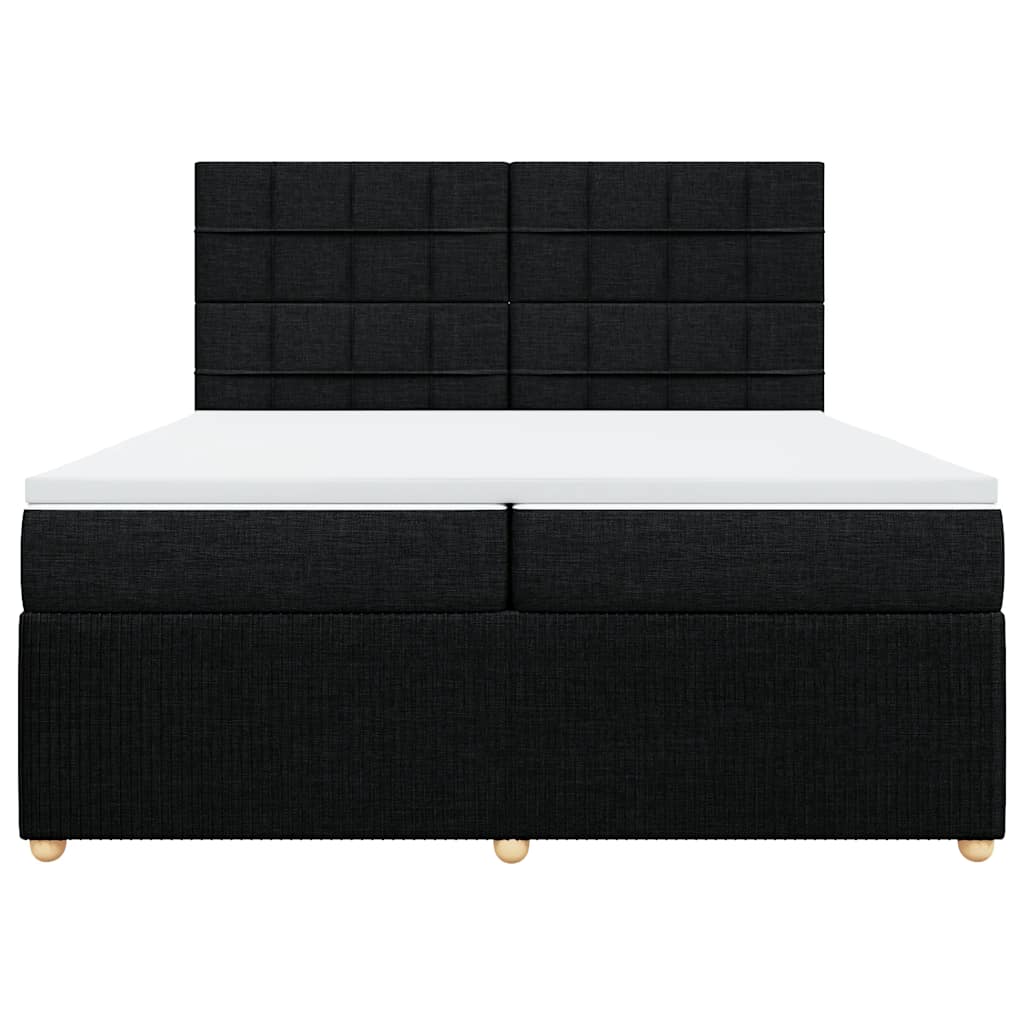 Giroletto a Molle con Materasso Nero 200x200 cm in Tessuto