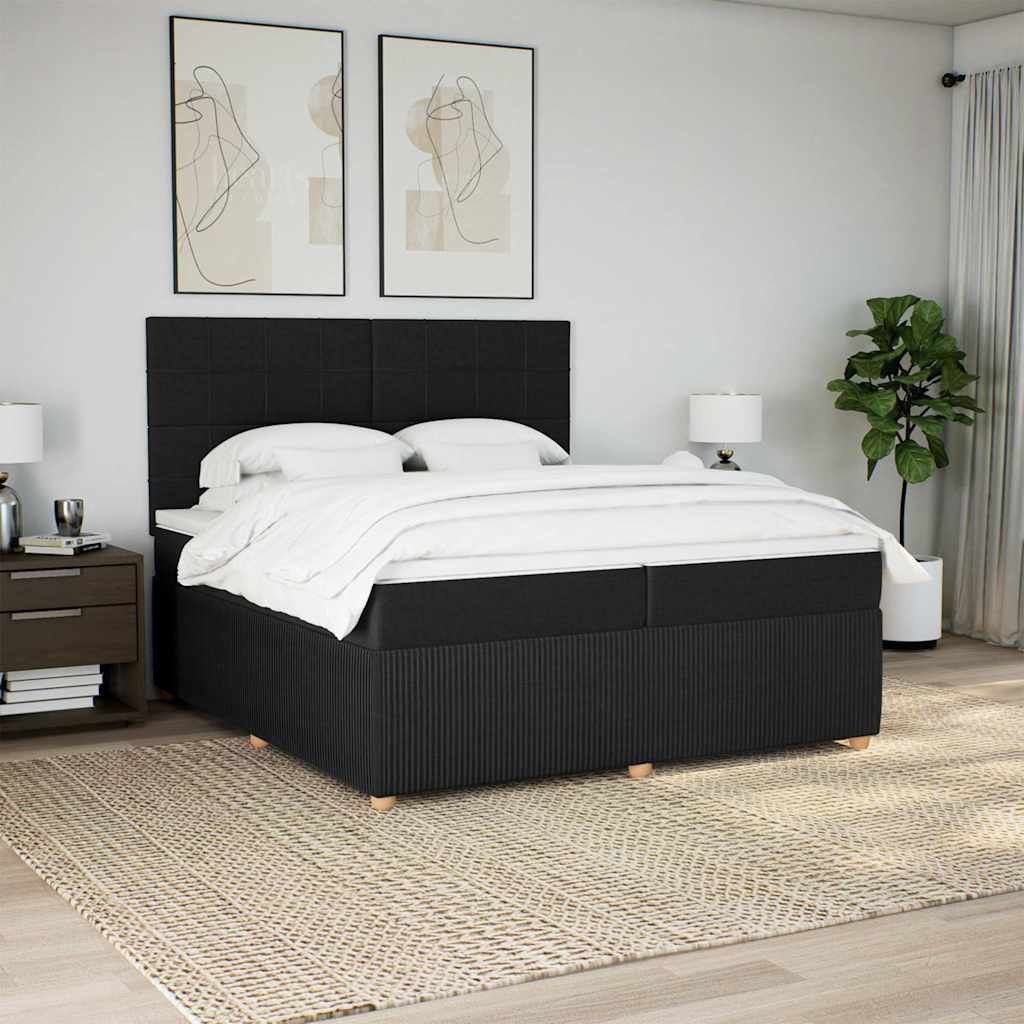 Giroletto a Molle con Materasso Nero 200x200 cm in Tessuto