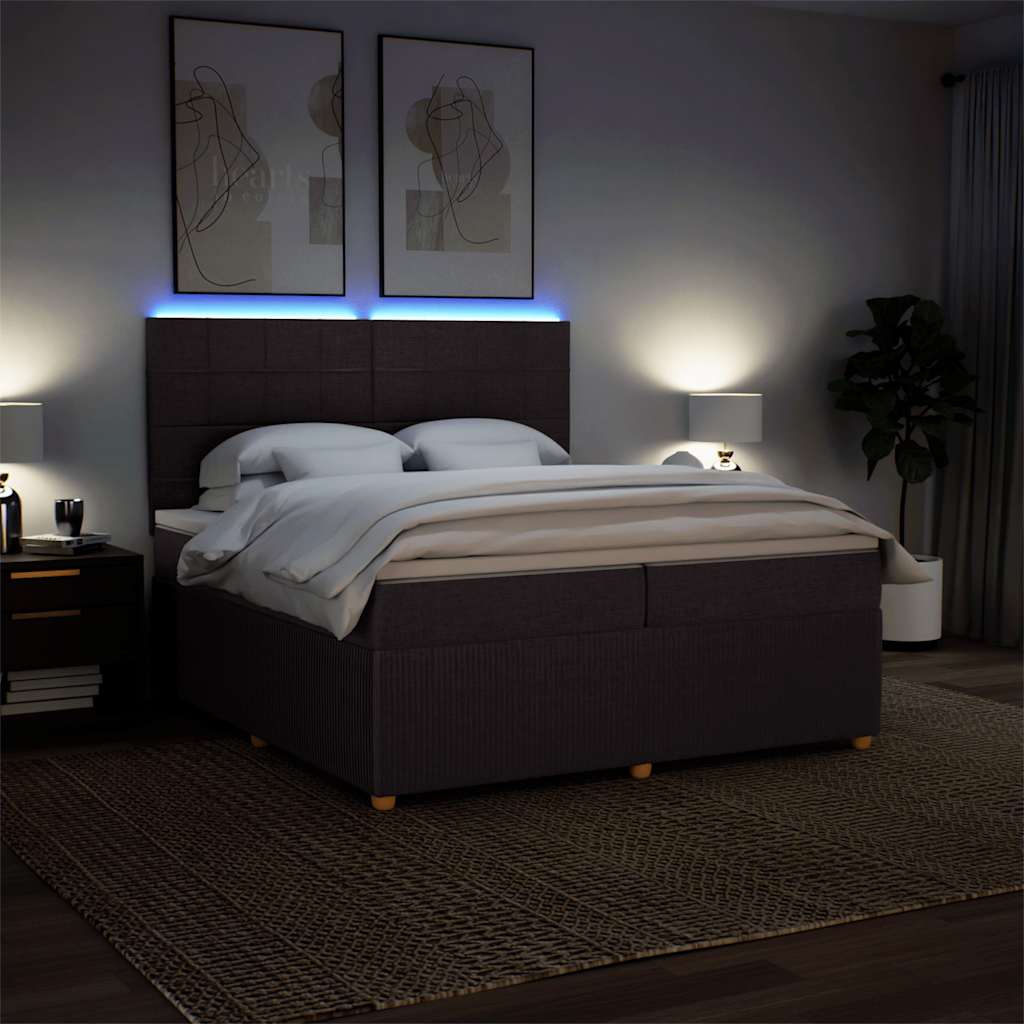 Giroletto a Molle con Materasso Marrone Scuro 200x200cm Tessuto
