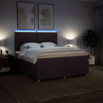 Giroletto a Molle con Materasso Marrone Scuro 200x200cm Tessuto