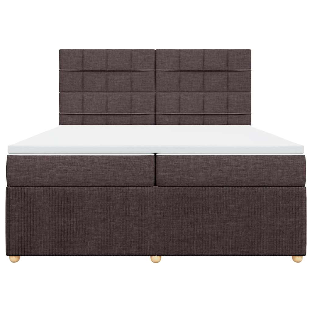 Giroletto a Molle con Materasso Marrone Scuro 200x200cm Tessuto - homemem39