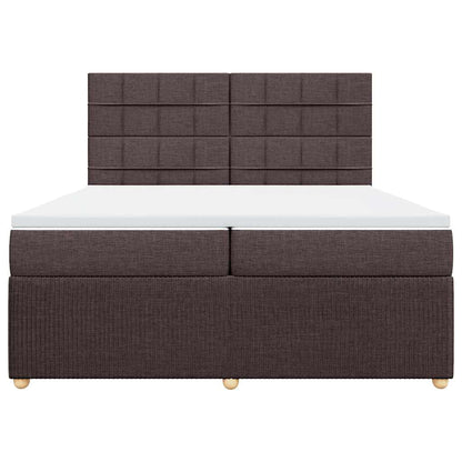 Giroletto a Molle con Materasso Marrone Scuro 200x200cm Tessuto