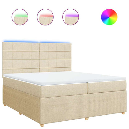 Giroletto a Molle con Materasso Crema 200x200 cm in Tessuto