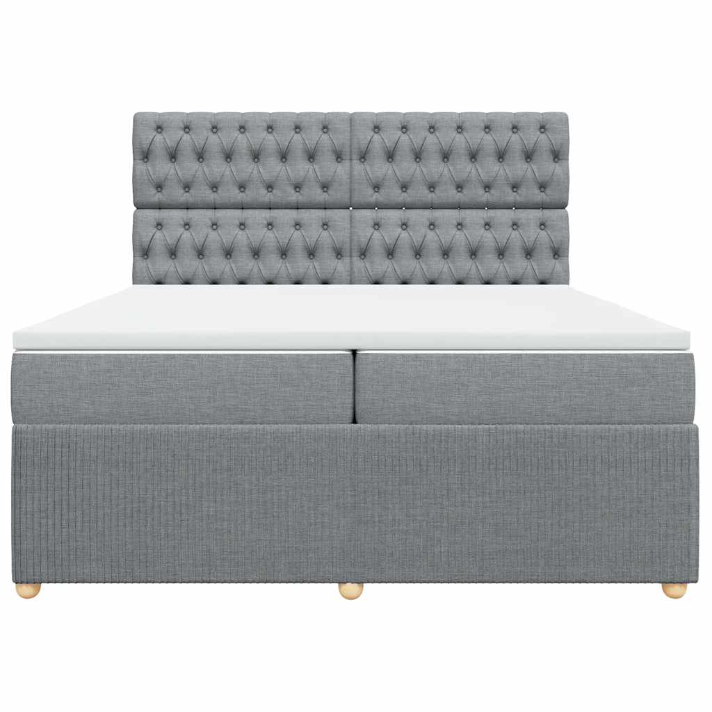 Giroletto a Molle con Materasso Grigio Chiaro 200x200cm Tessuto