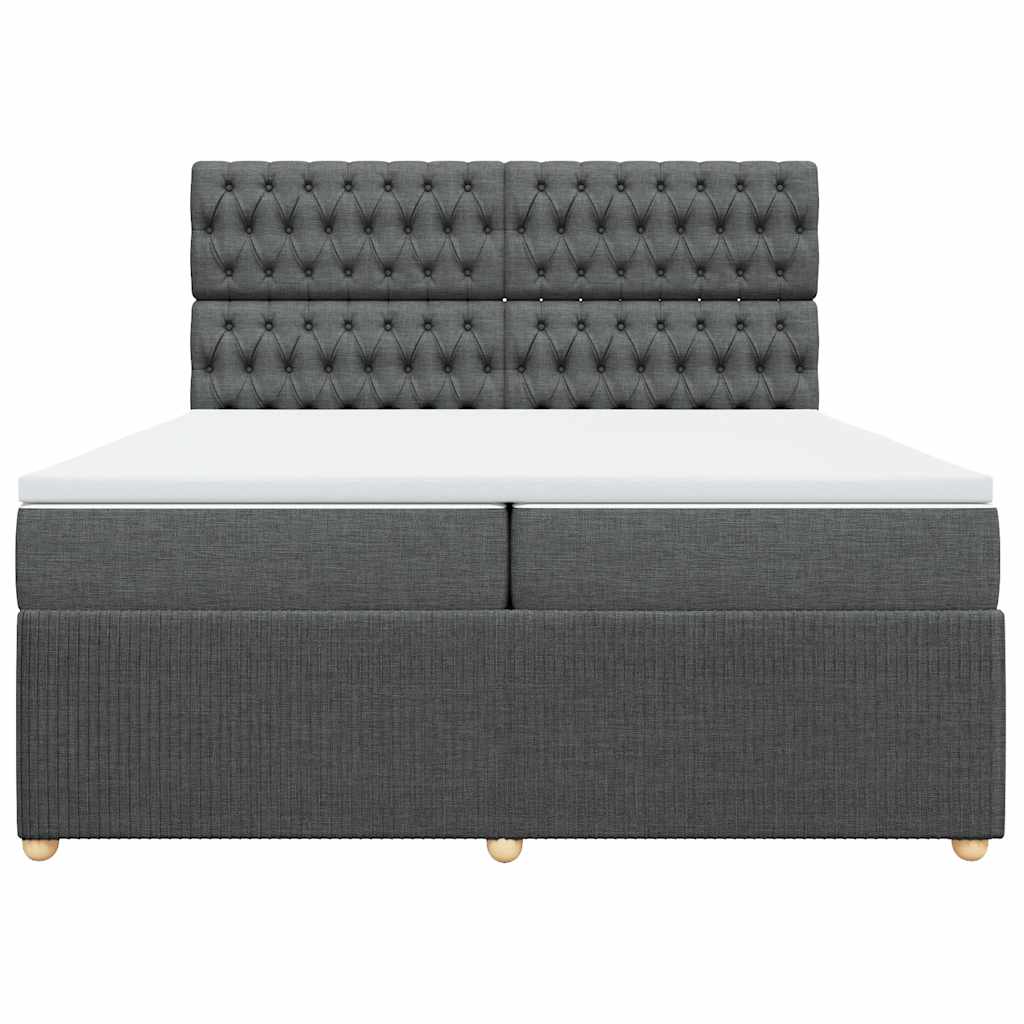 Giroletto a Molle con Materasso Grigio Scuro 200x200 cm Tessuto