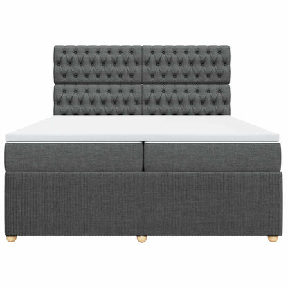Giroletto a Molle con Materasso Grigio Scuro 200x200 cm Tessuto