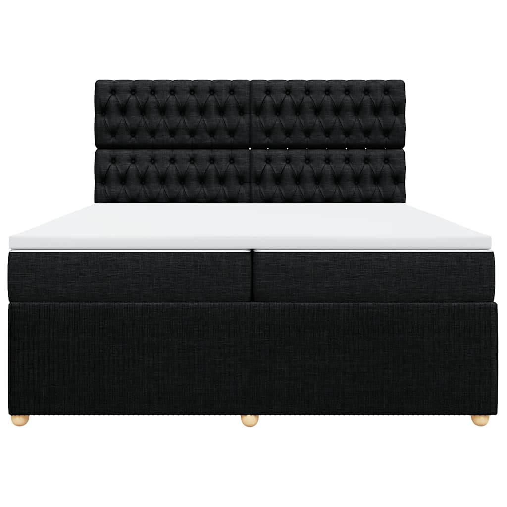 Giroletto a Molle con Materasso Nero 200x200 cm in Tessuto