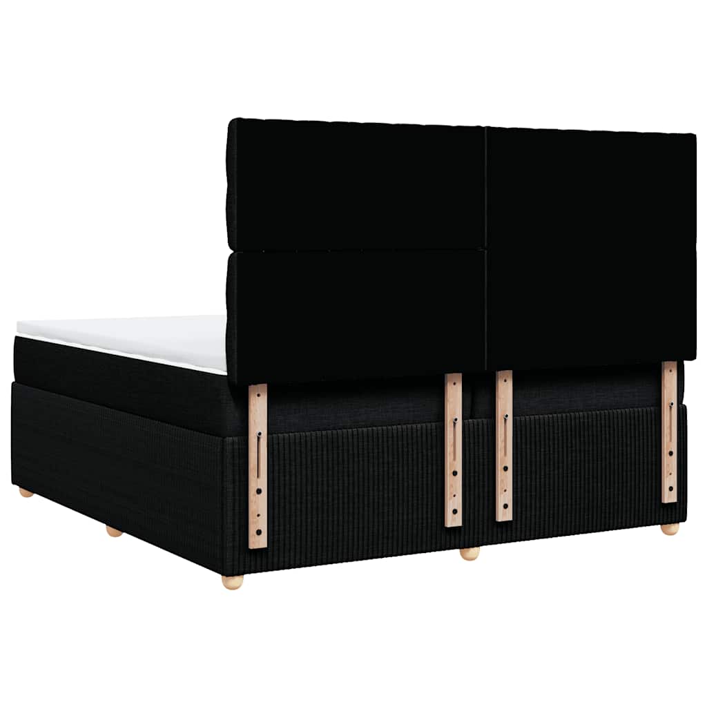 Giroletto a Molle con Materasso Nero 200x200 cm in Tessuto