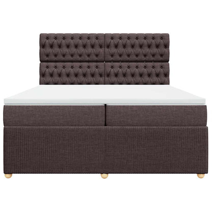Giroletto a Molle con Materasso Marrone Scuro 200x200cm Tessuto