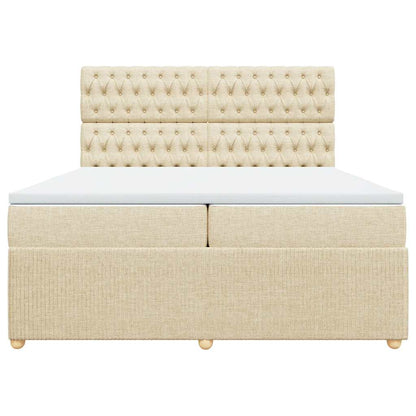 Giroletto a Molle con Materasso Crema 200x200 cm in Tessuto