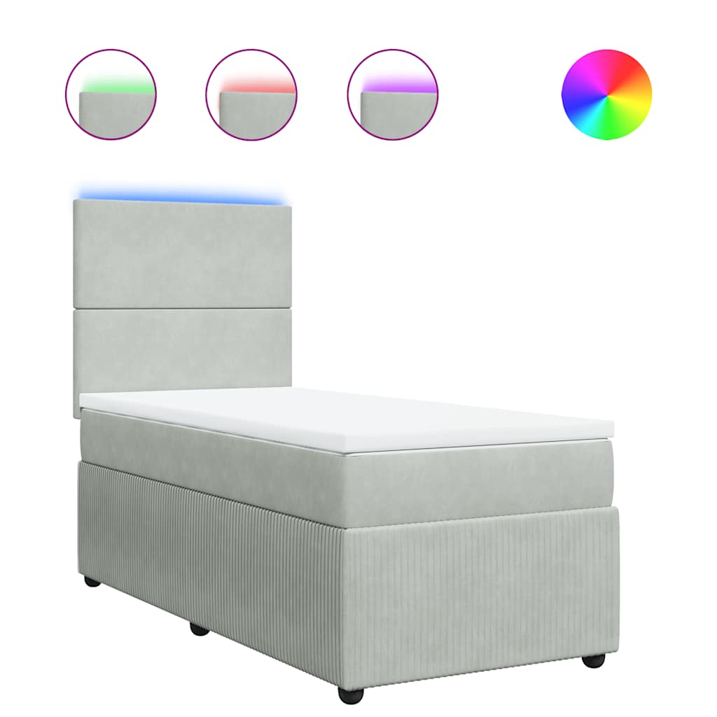 Giroletto a Molle con Materasso Grigio Chiaro 80x200 cm Velluto | homemem39
