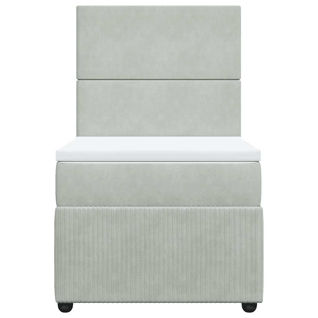 Giroletto a Molle con Materasso Grigio Chiaro 80x200 cm Velluto | homemem39