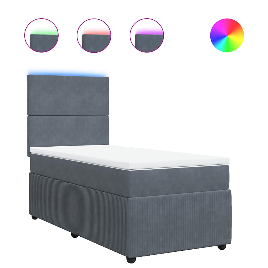 Giroletto a Molle con Materasso Grigio Scuro 80x200 cm Velluto | homemem39
