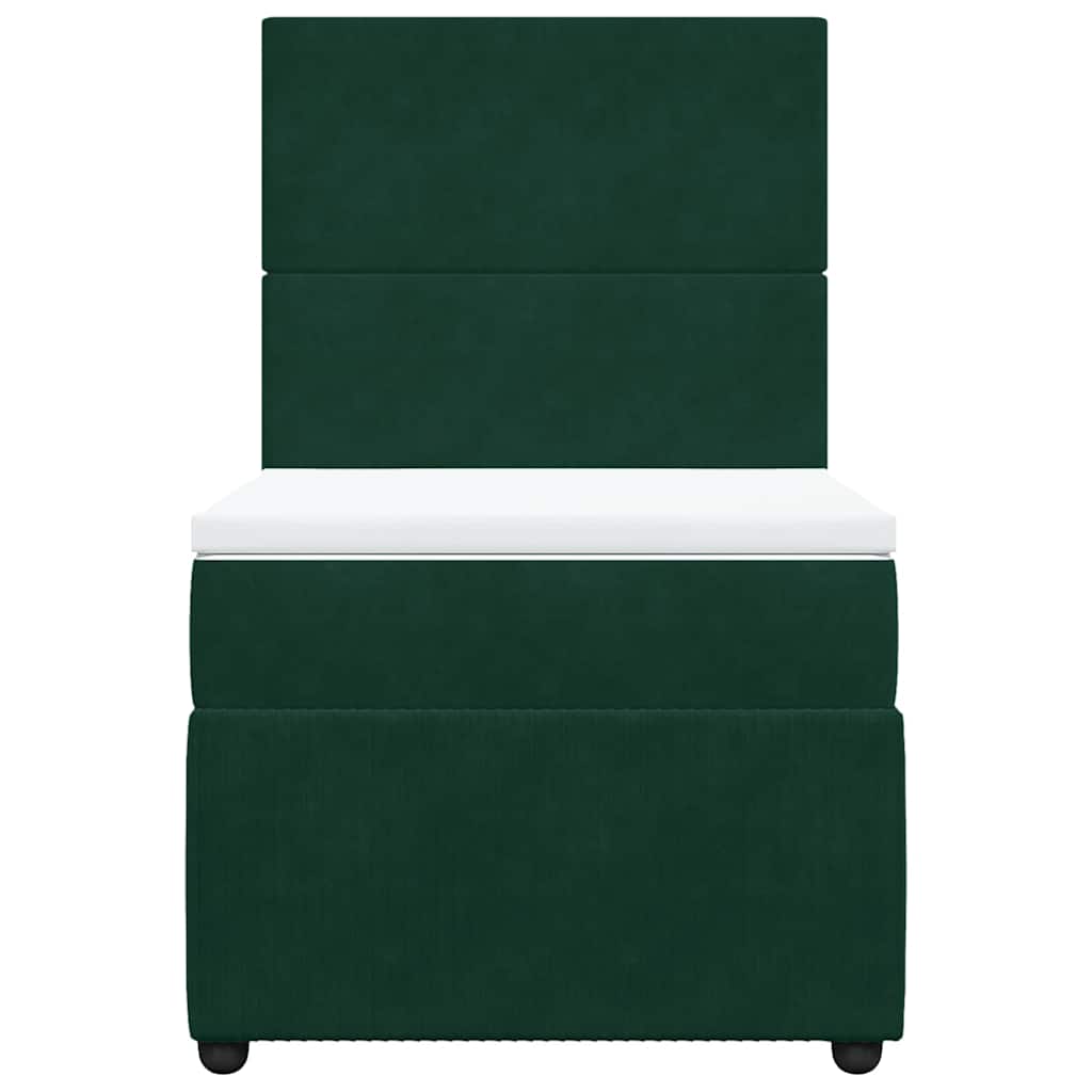 Giroletto a Molle con Materasso Verde Scuro 80x200 cm Velluto