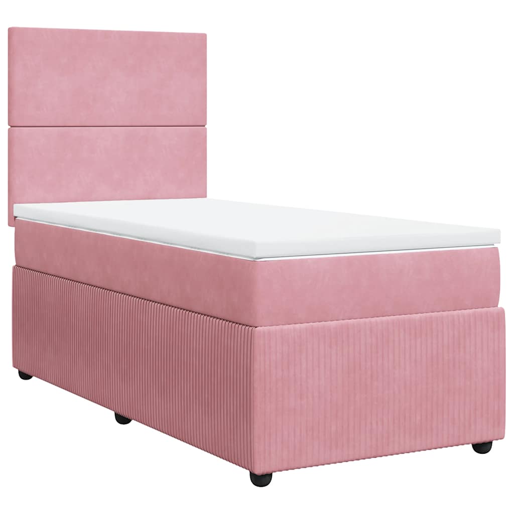 Giroletto a Molle con Materasso Rosa 80x200 cm in Velluto | homemem39