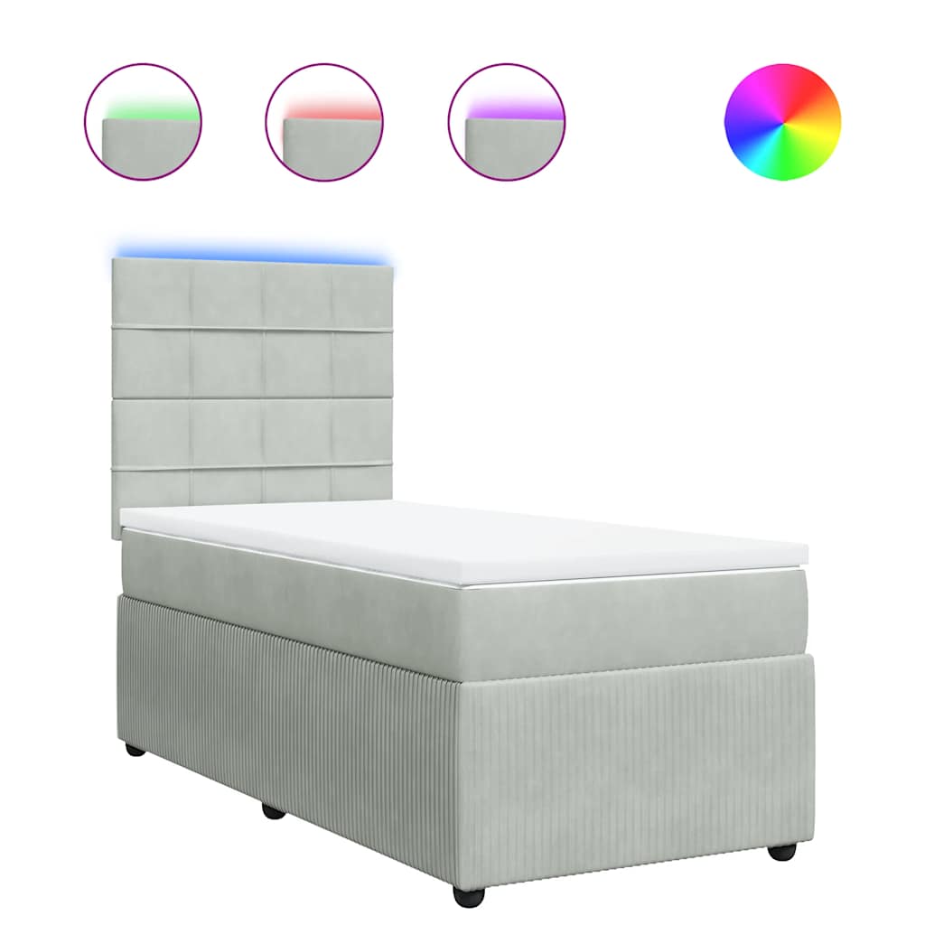 Giroletto a Molle con Materasso Grigio Chiaro 80x200 cm Velluto | homemem39