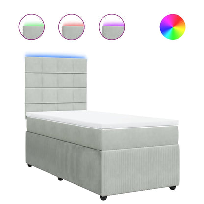 Giroletto a Molle con Materasso Grigio Chiaro 80x200 cm Velluto | homemem39