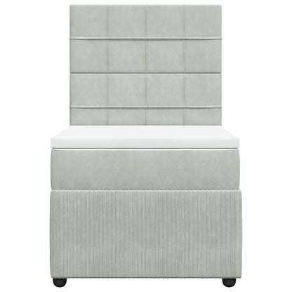 Giroletto a Molle con Materasso Grigio Chiaro 80x200 cm Velluto