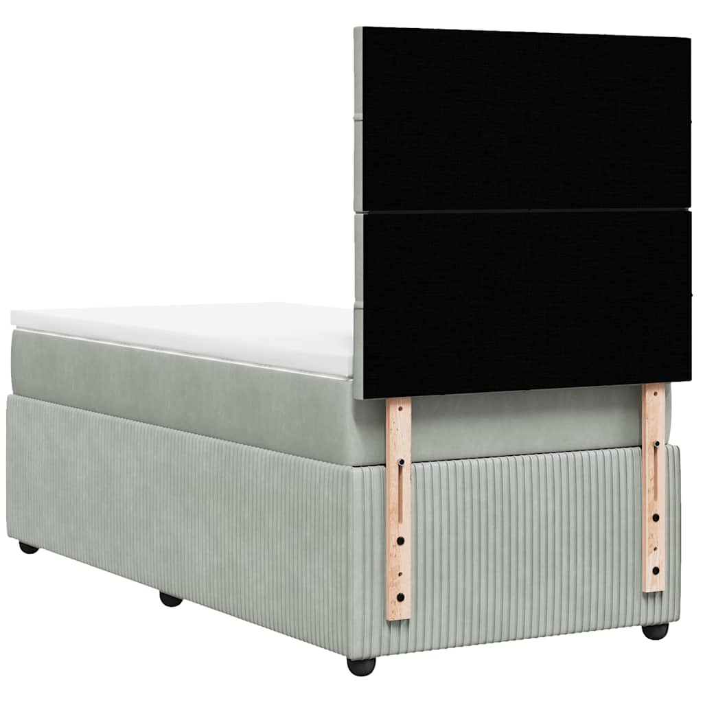 Giroletto a Molle con Materasso Grigio Chiaro 80x200 cm Velluto | homemem39