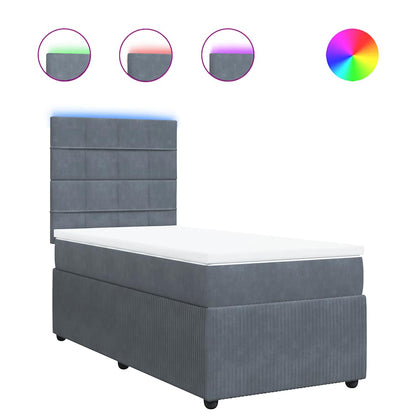 Giroletto a Molle con Materasso Grigio Scuro 80x200 cm Velluto | homemem39